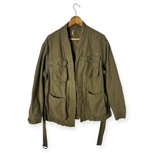 Free People Utility Jacket Women’s Small Belted Olive Green Bohemian Bomber Coat